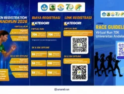 Buruan Daftar! UNANDRun 2026 Resmi Dibuka, Siap Ramaikan Perayaan 70 Tahun Universitas Andalas