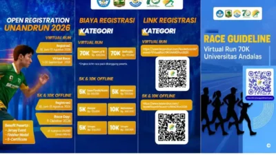 Buruan Daftar! UNANDRun 2026 Resmi Dibuka, Siap Ramaikan Perayaan 70 Tahun Universitas Andalas